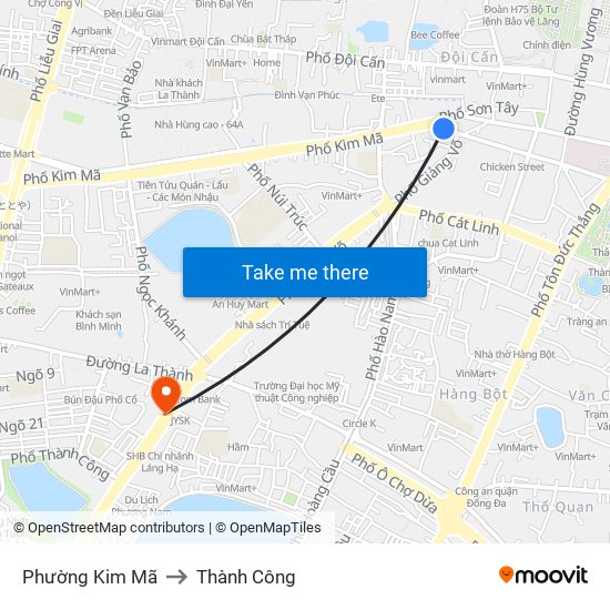 Phường Kim Mã to Thành Công map