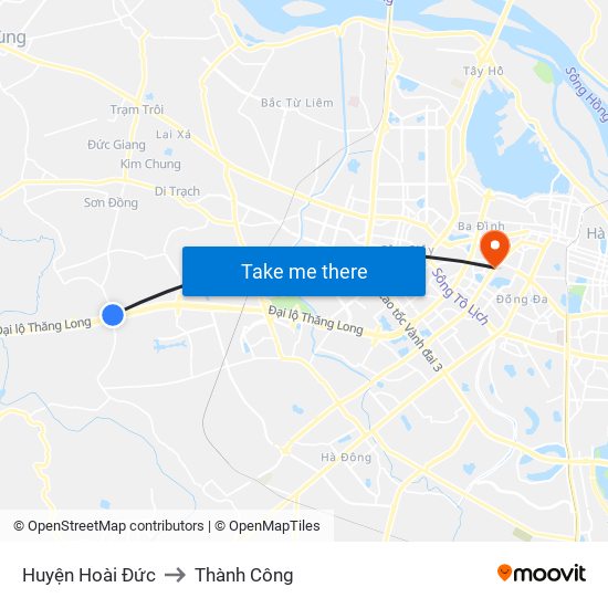 Huyện Hoài Đức to Thành Công map