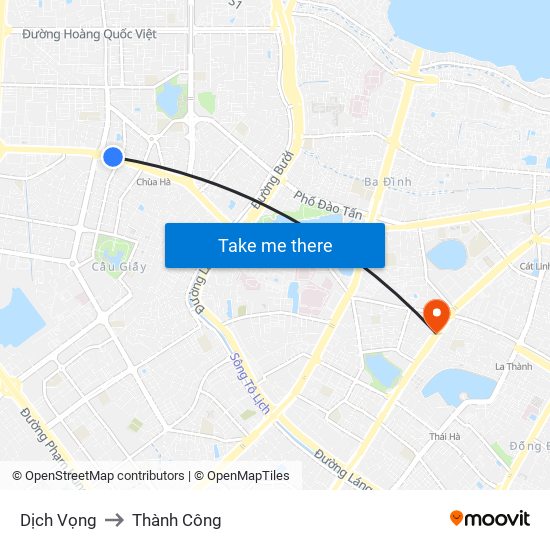 Dịch Vọng to Thành Công map