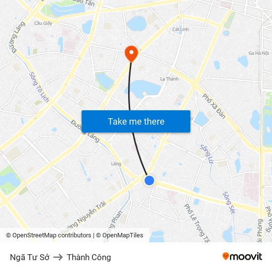 Ngã Tư Sở to Thành Công map