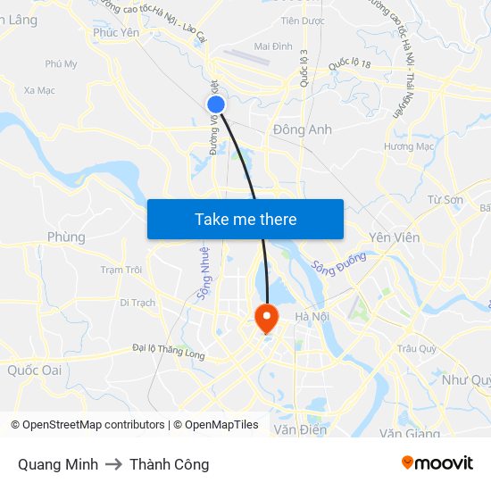 Quang Minh to Thành Công map