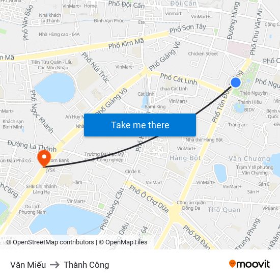 Văn Miếu to Thành Công map