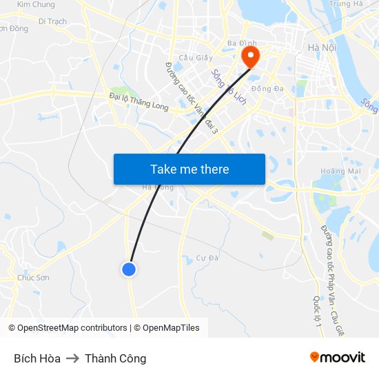 Bích Hòa to Thành Công map