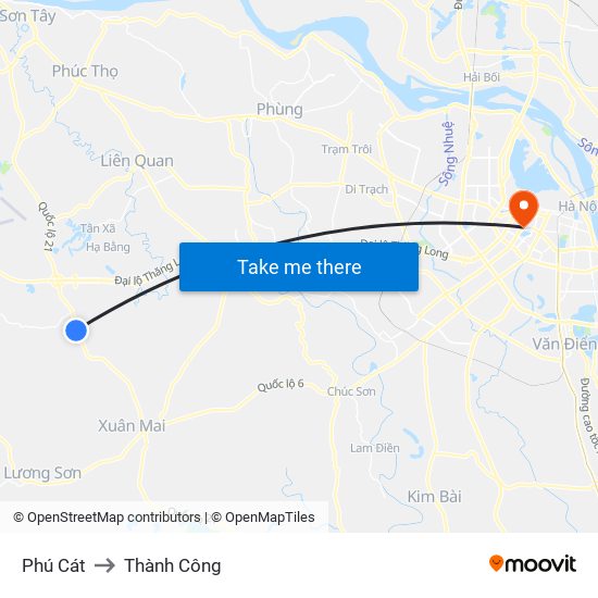 Phú Cát to Thành Công map