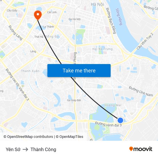 Yên Sở to Thành Công map