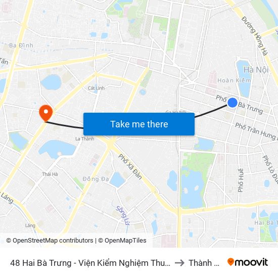 48 Hai Bà Trưng - Viện Kiểm Nghiệm Thuốc Trung Ương to Thành Công map