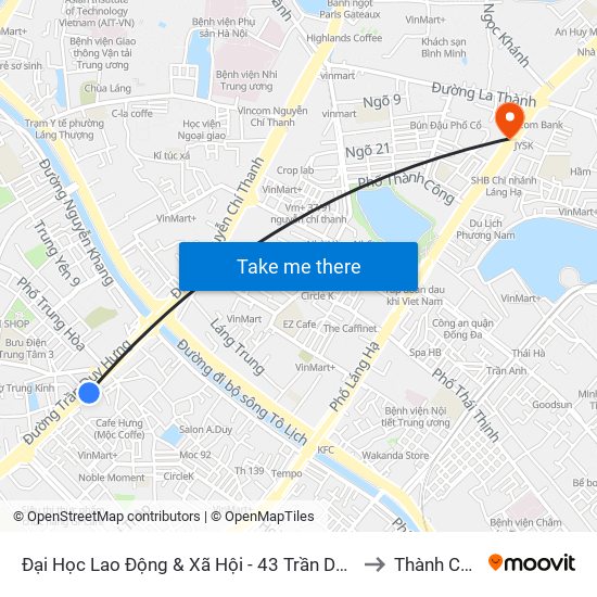 Đại Học Lao Động & Xã Hội - 43 Trần Duy Hưng to Thành Công map