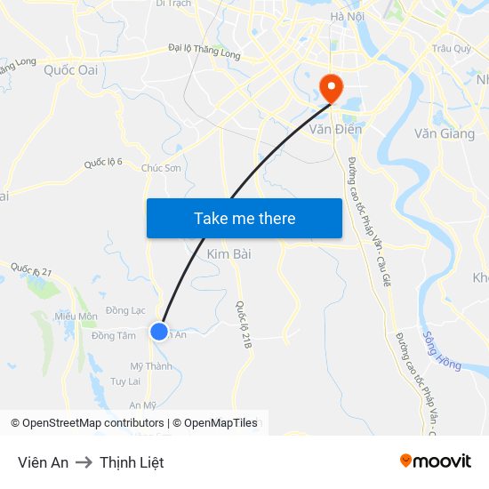 Viên An to Thịnh Liệt map