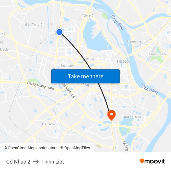 Cổ Nhuế 2 to Thịnh Liệt map