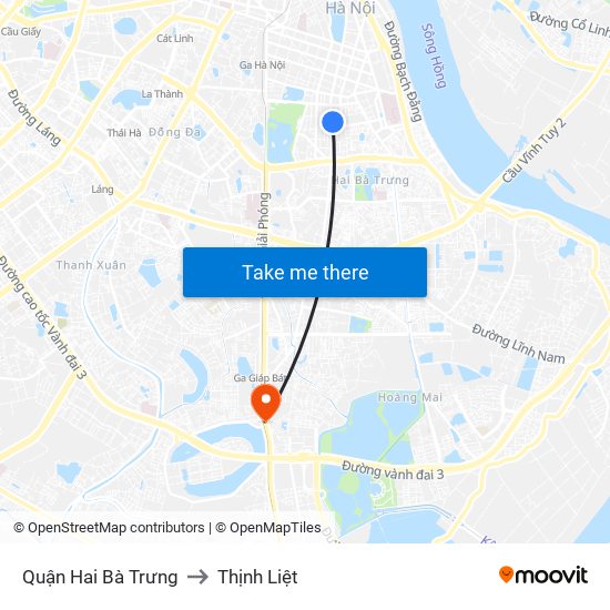 Quận Hai Bà Trưng to Thịnh Liệt map