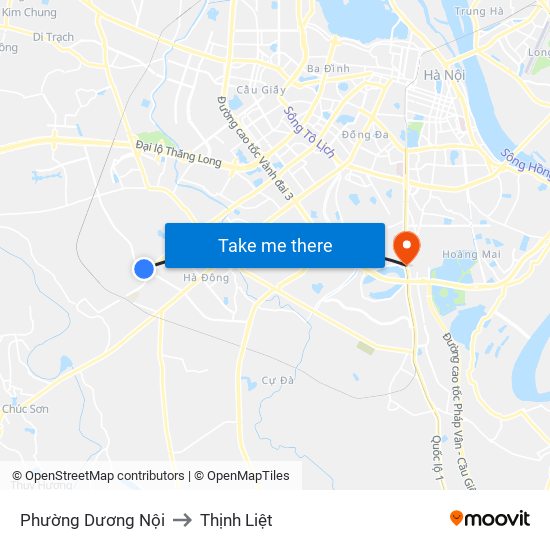 Phường Dương Nội to Thịnh Liệt map