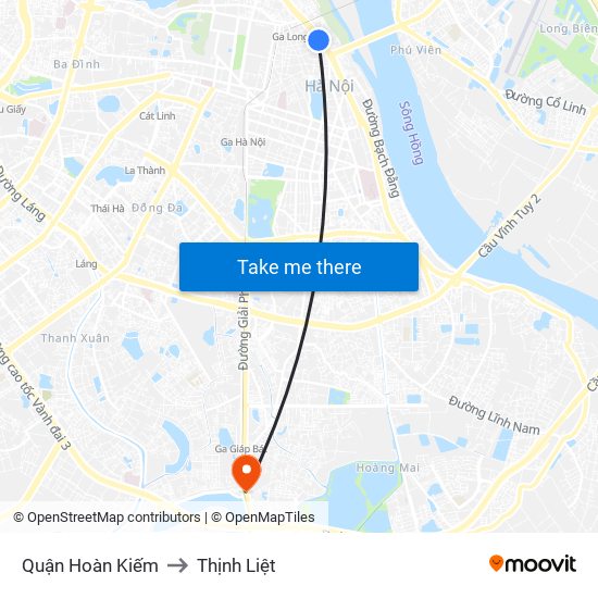 Quận Hoàn Kiếm to Thịnh Liệt map