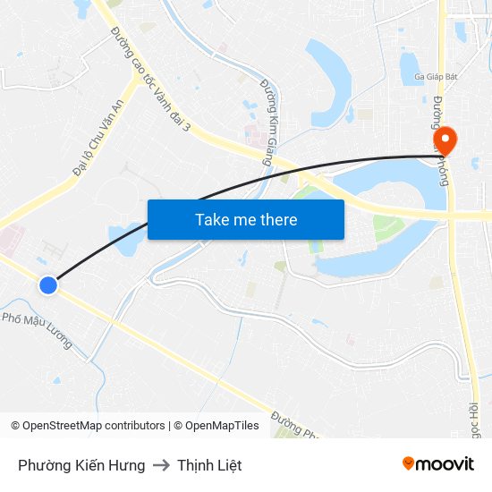 Phường Kiến Hưng to Thịnh Liệt map