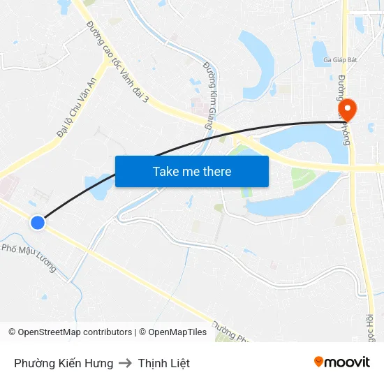 Phường Kiến Hưng to Thịnh Liệt map