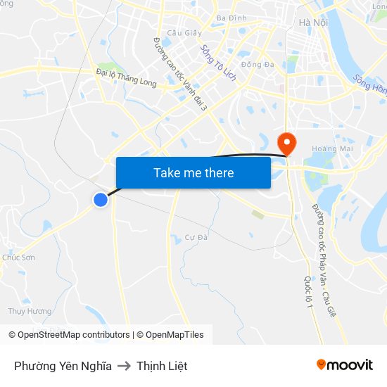 Phường Yên Nghĩa to Thịnh Liệt map