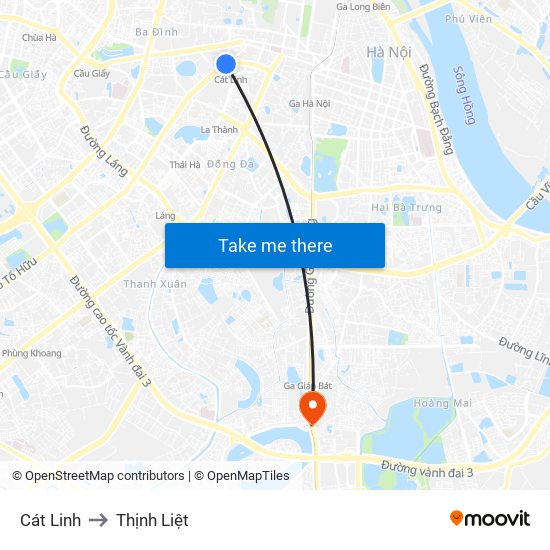 Cát Linh to Thịnh Liệt map