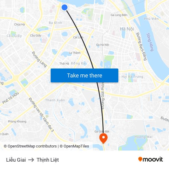 Liễu Giai to Thịnh Liệt map