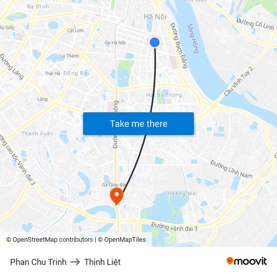 Phan Chu Trinh to Thịnh Liệt map