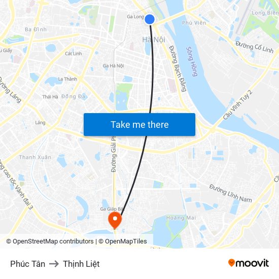 Phúc Tân to Thịnh Liệt map