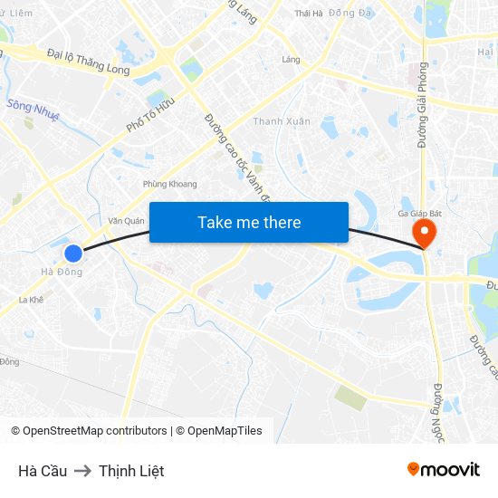 Hà Cầu to Thịnh Liệt map