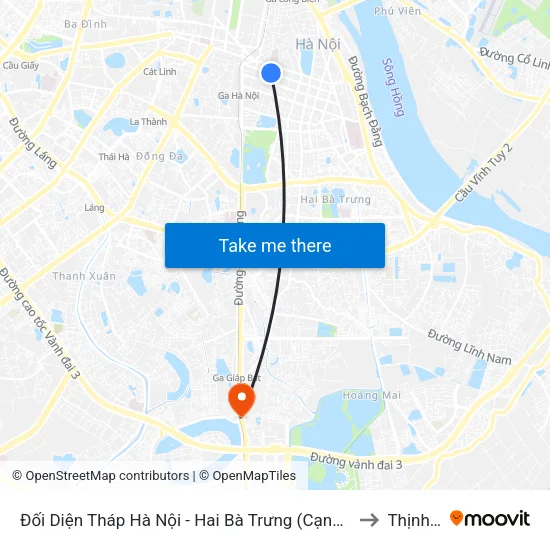 Đối Diện Tháp Hà Nội - Hai Bà Trưng (Cạnh 56 Hai Bà Trưng) to Thịnh Liệt map