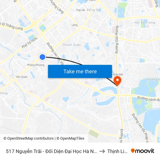 517 Nguyễn Trãi - Đối Diện Đại Học Hà Nội to Thịnh Liệt map