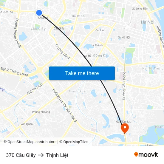370 Cầu Giấy to Thịnh Liệt map