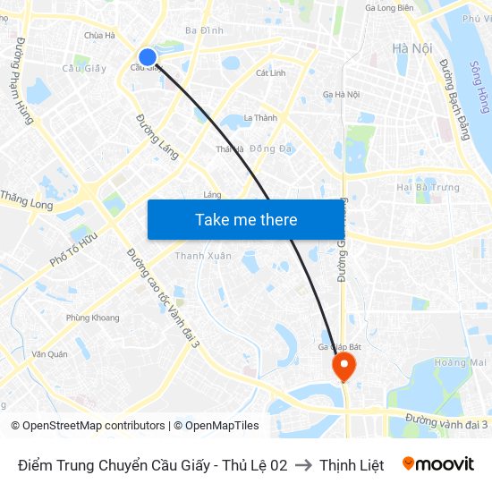 Điểm Trung Chuyển Cầu Giấy - Thủ Lệ 02 to Thịnh Liệt map