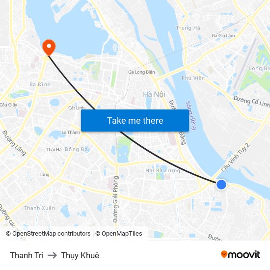 Thanh Trì to Thụy Khuê map