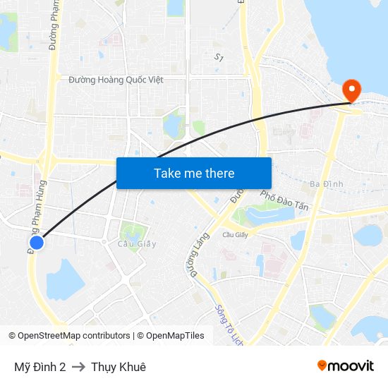 Mỹ Đình 2 to Thụy Khuê map