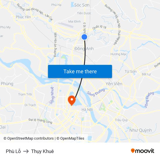 Phù Lỗ to Thụy Khuê map