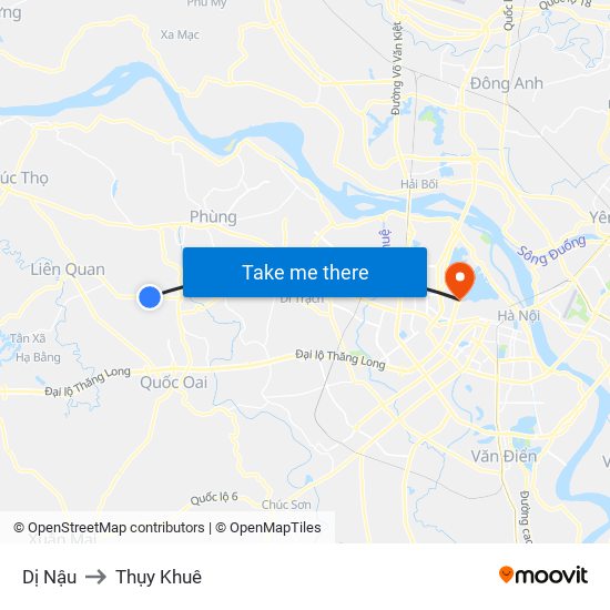 Dị Nậu to Thụy Khuê map