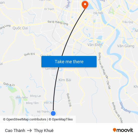 Cao Thành to Thụy Khuê map