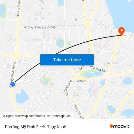 Phường Mỹ Đình 2 to Thụy Khuê map