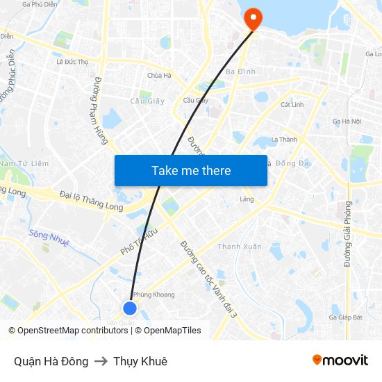 Quận Hà Đông to Thụy Khuê map