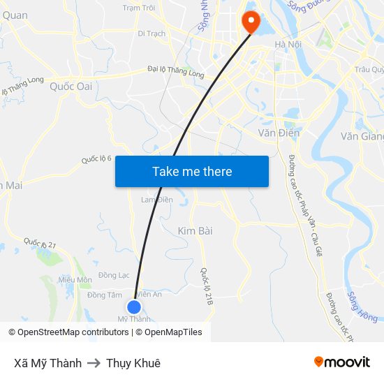 Xã Mỹ Thành to Thụy Khuê map