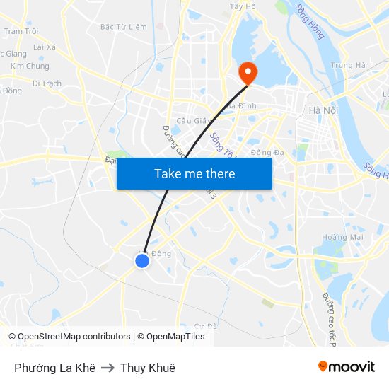 Phường La Khê to Thụy Khuê map