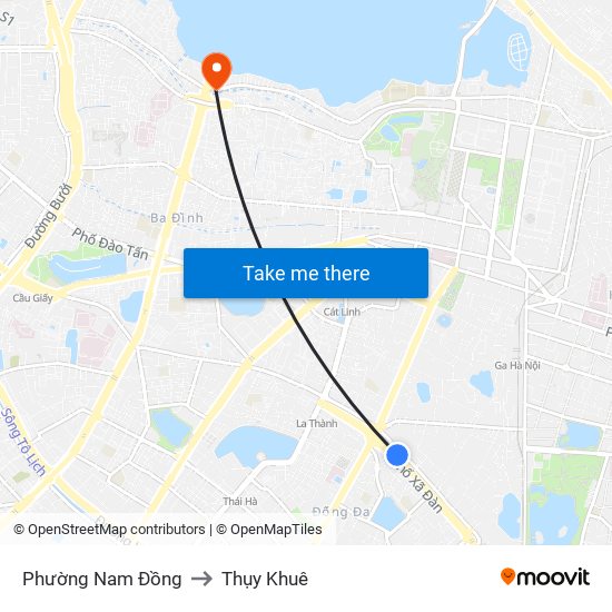 Phường Nam Đồng to Thụy Khuê map