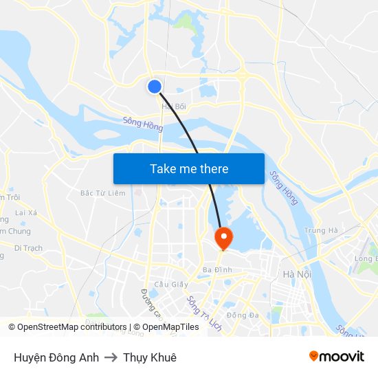 Huyện Đông Anh to Thụy Khuê map