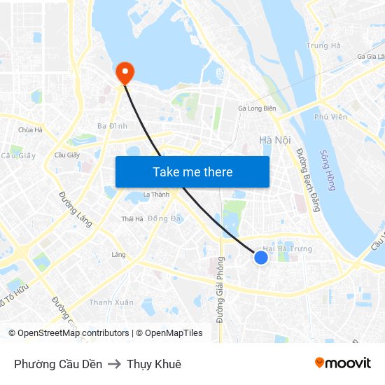 Phường Cầu Dền to Thụy Khuê map