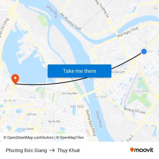 Phường Đức Giang to Thụy Khuê map