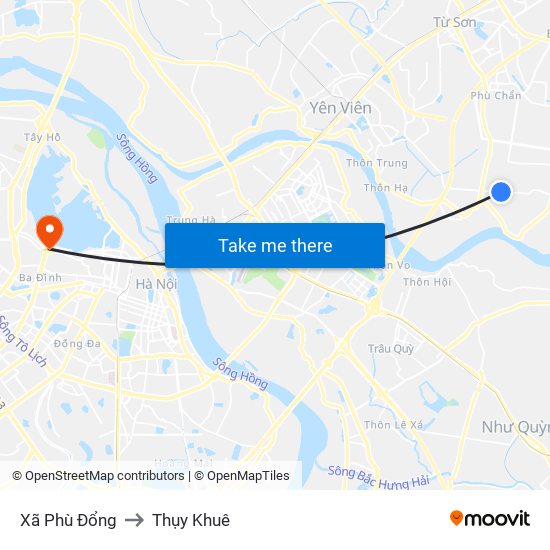 Xã Phù Đổng to Thụy Khuê map