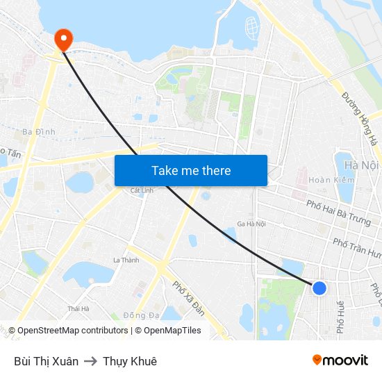 Bùi Thị Xuân to Thụy Khuê map