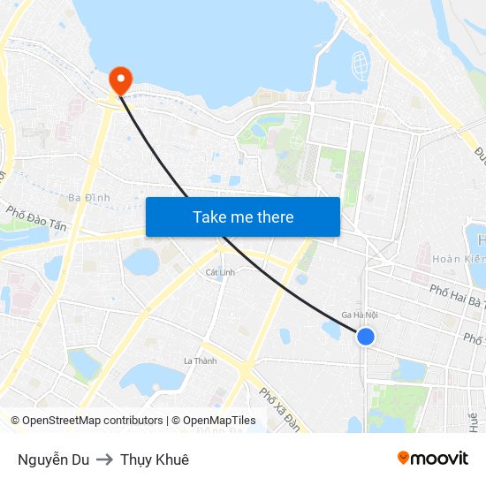 Nguyễn Du to Thụy Khuê map