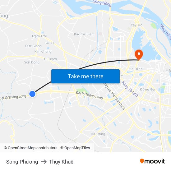 Song Phương to Thụy Khuê map