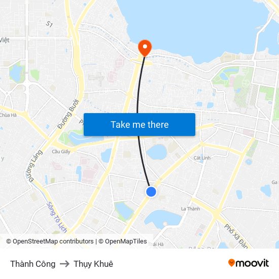 Thành Công to Thụy Khuê map