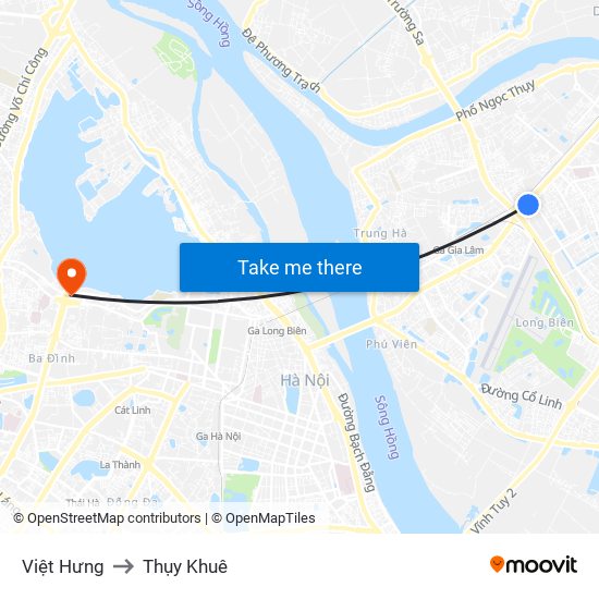 Việt Hưng to Thụy Khuê map