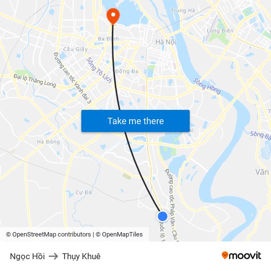 Ngọc Hồi to Thụy Khuê map