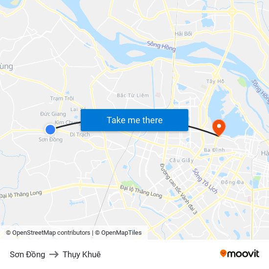 Sơn Đồng to Thụy Khuê map