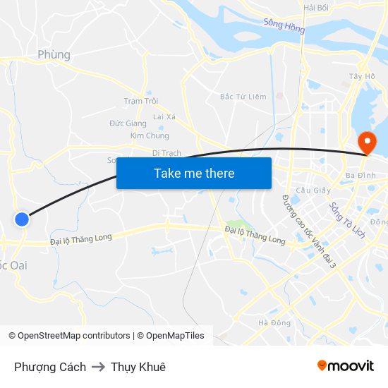 Phượng Cách to Thụy Khuê map